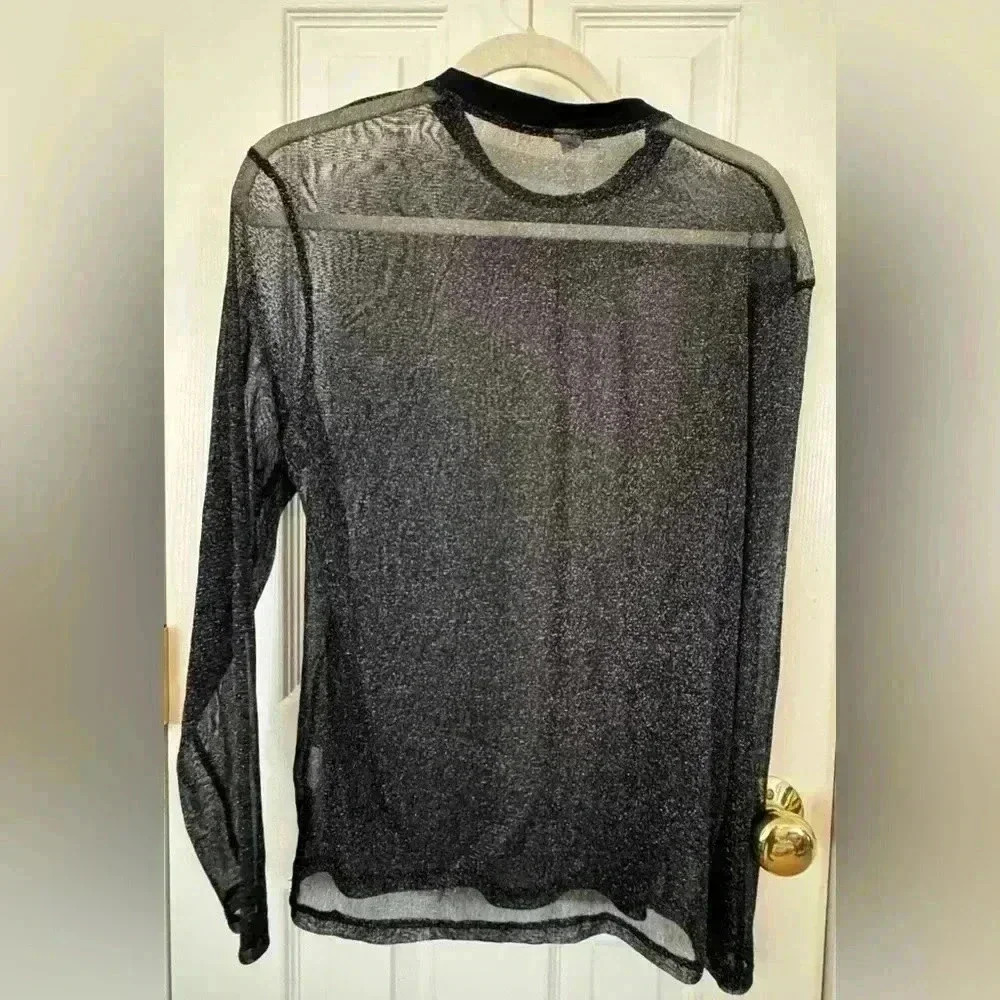 WhimsiGoth Mesh Longsleeve Sheer Shirt Women’s Medium Fairy Shimmer Black Y2K - Picture 1 of 11